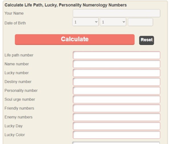 Free Numerology Calculator