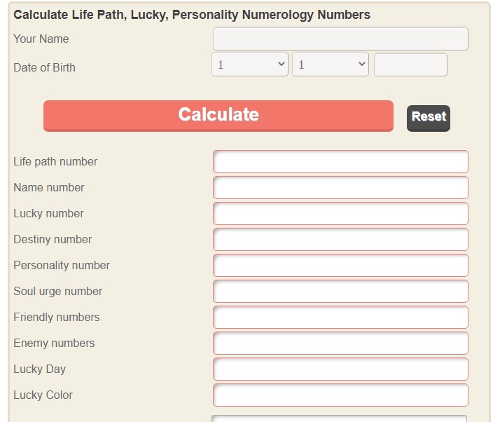 Free numerology calculator